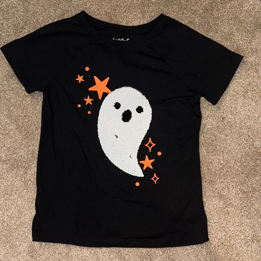 Cat & Jack Black Tee with Ghost and Orange Stars